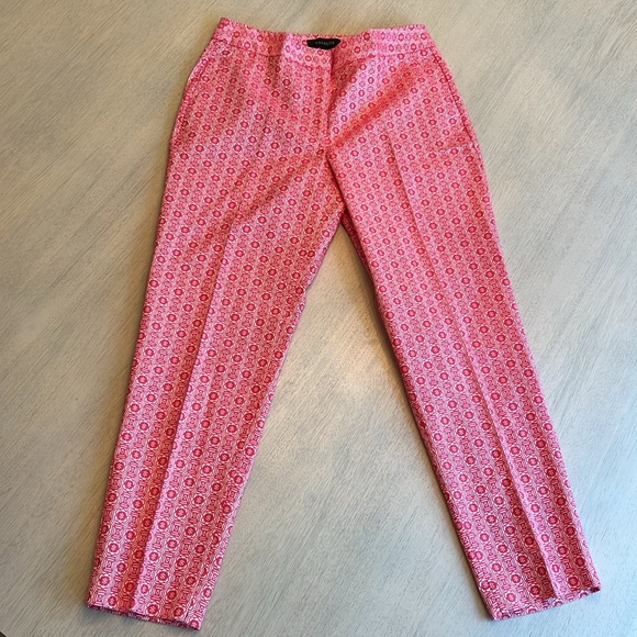 Talbots Women’s Heritage Red Paisley Geometric Print Cropped Ankle Pants Size 6 - Picture 3 of 12